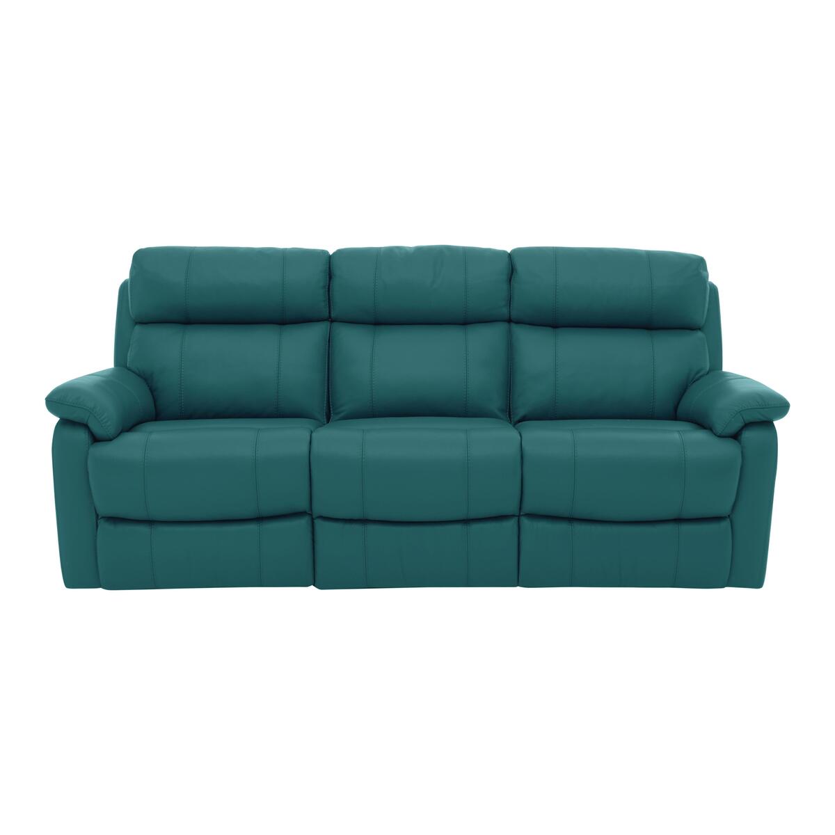 Relax Station Komodo 3 Seater Leather Recliner Sofa with Hidden Cup Holders and USB Ports - Teal- World of Leather – image 1