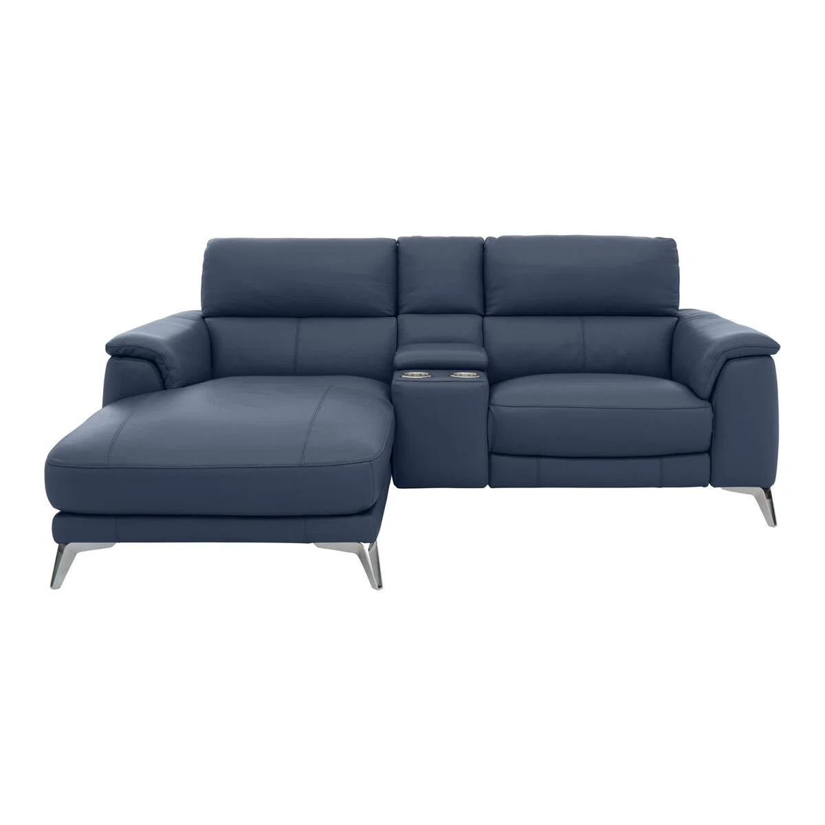 Odyssey Leather Recliner Chaise Sofa with Cupholders and Power Headrests- World of Leather