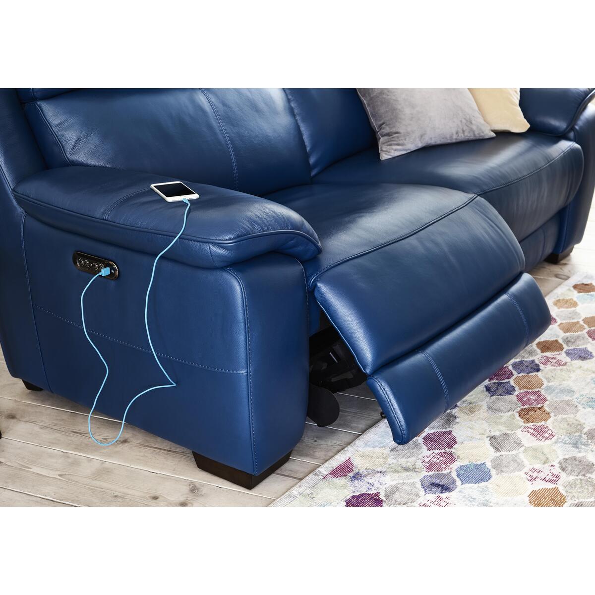 Starlight Express 2 Seater Leather Recliner Sofa with Power Headrests - Blue- World of Leather – image 5