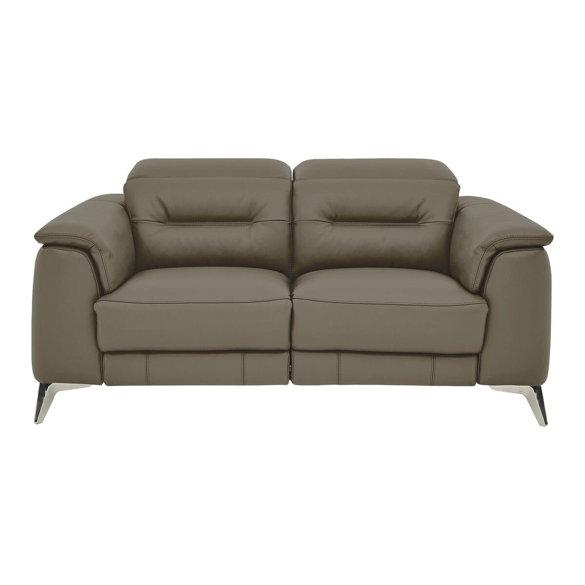 Sanza 2 Seater Leather Power Recliner Sofa with Power Headrests - Grey- World of Leather
