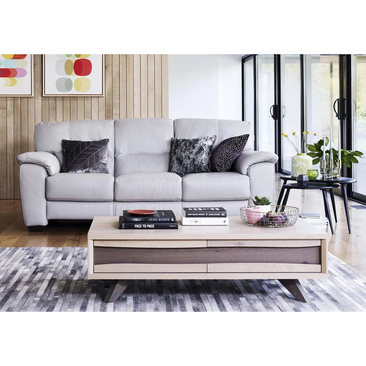 World of Leather - Shades 3 Seater 3 Cushion Leather Sofa - Beige – image 2
