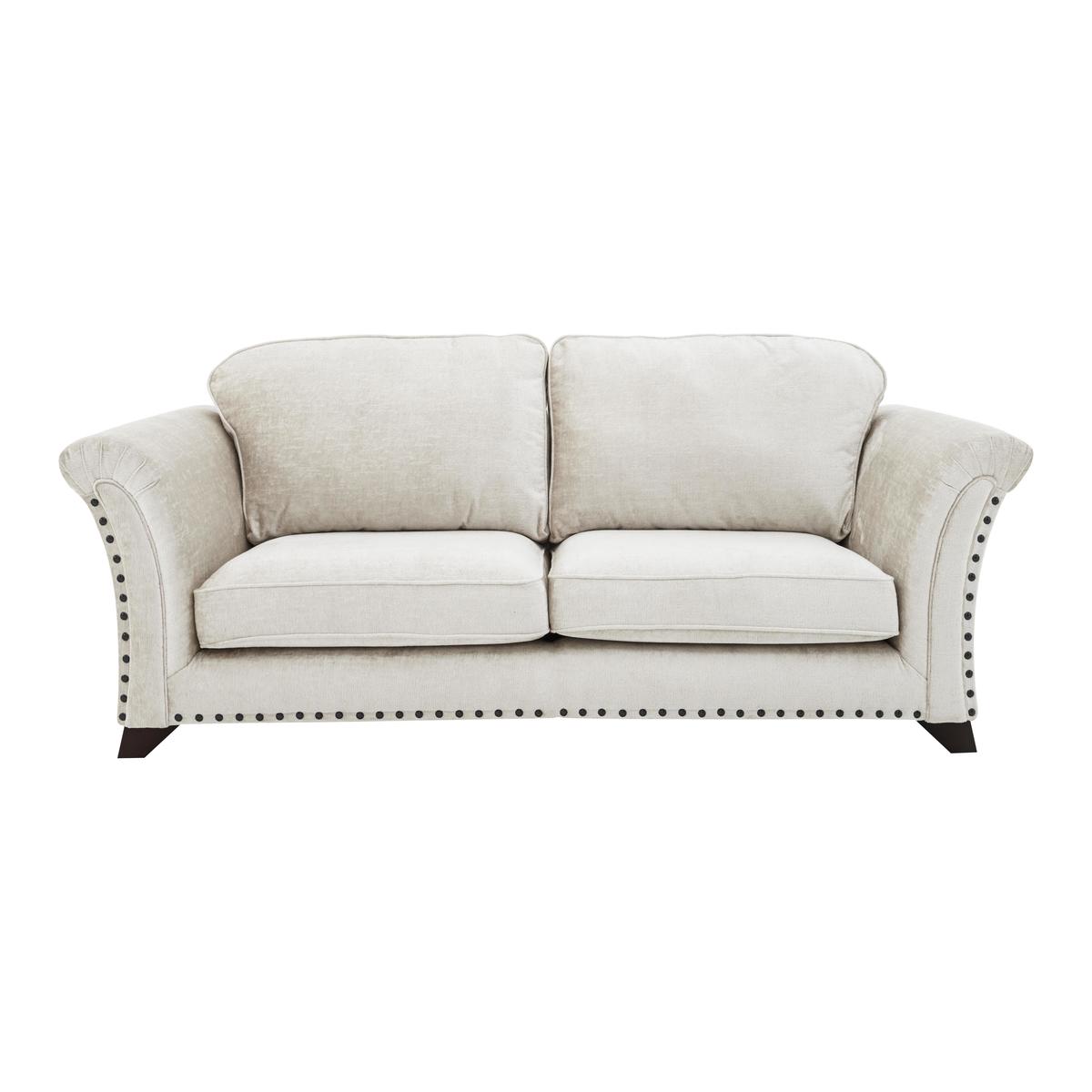 Holly 3 Seater Classic Back Fabric Sofa with studs - Cream - By Furniture Village – image 2