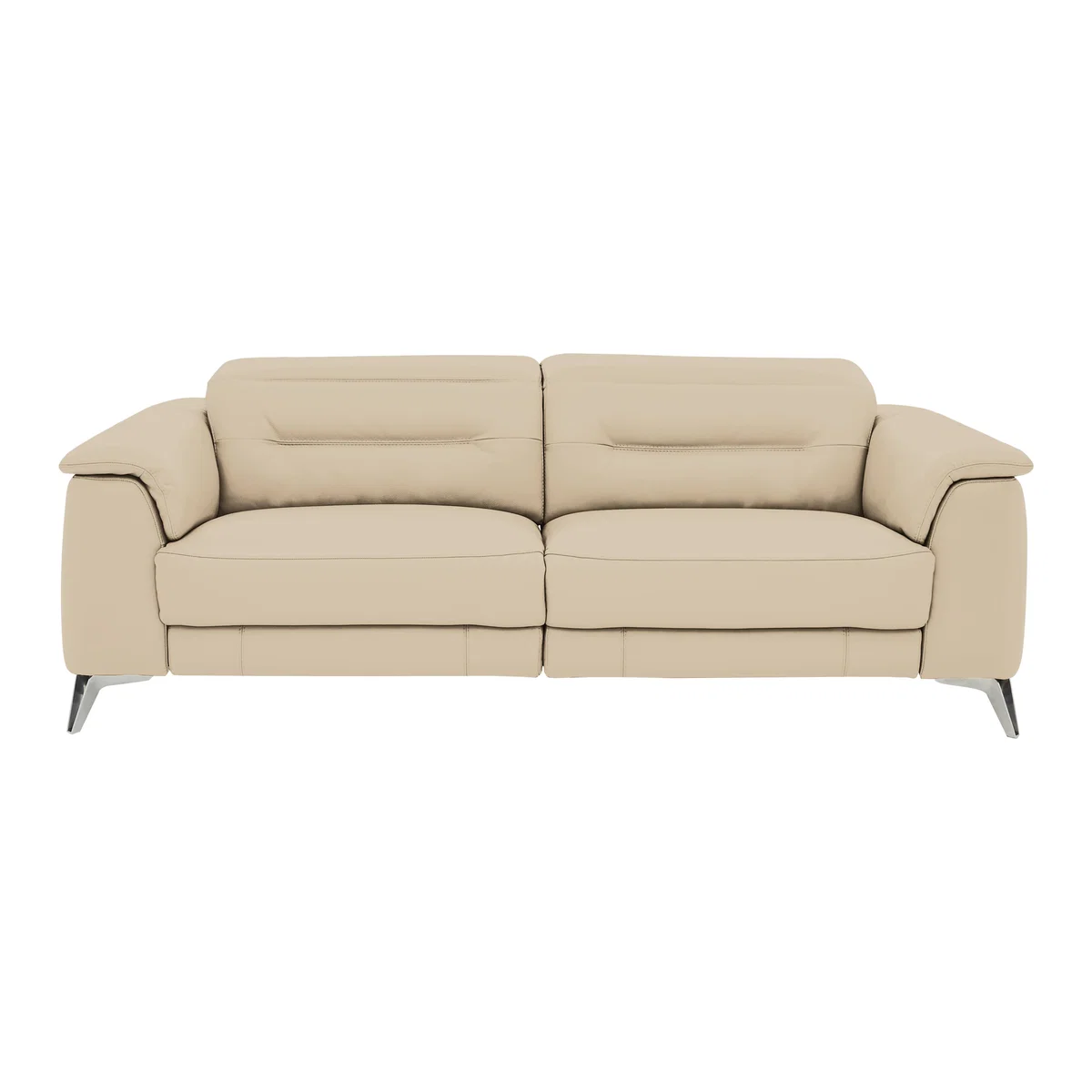 Sanza 3 Seater Leather Power Recliner Sofa with Power Headrests - Beige- World of Leather