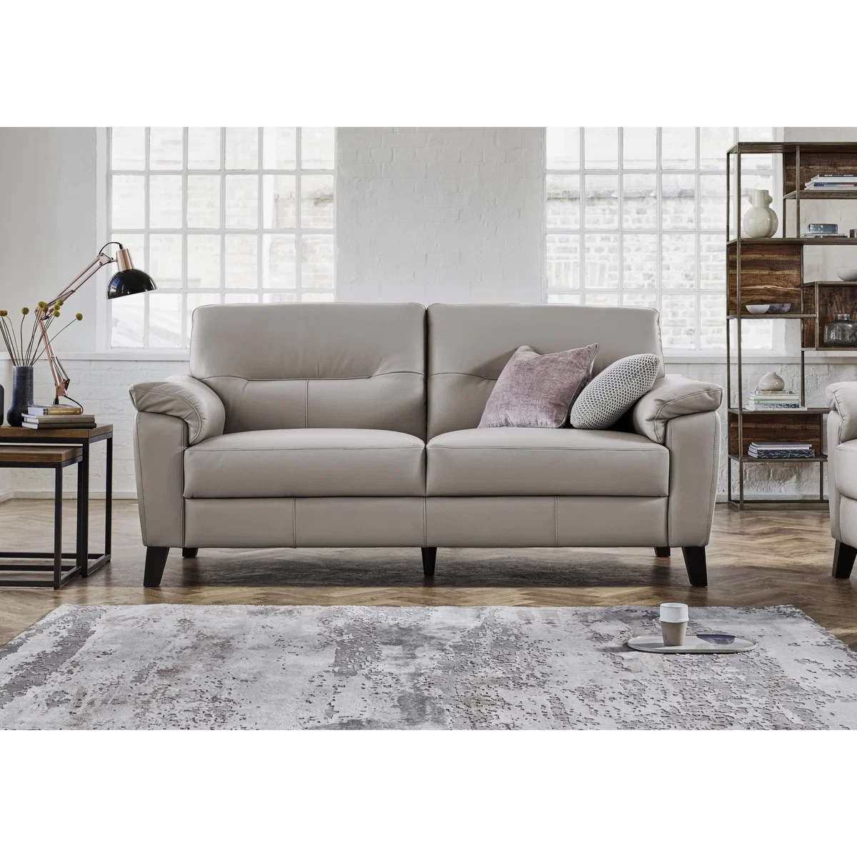 Serento Leather 3 Seater Sofa - Grey – image 2
