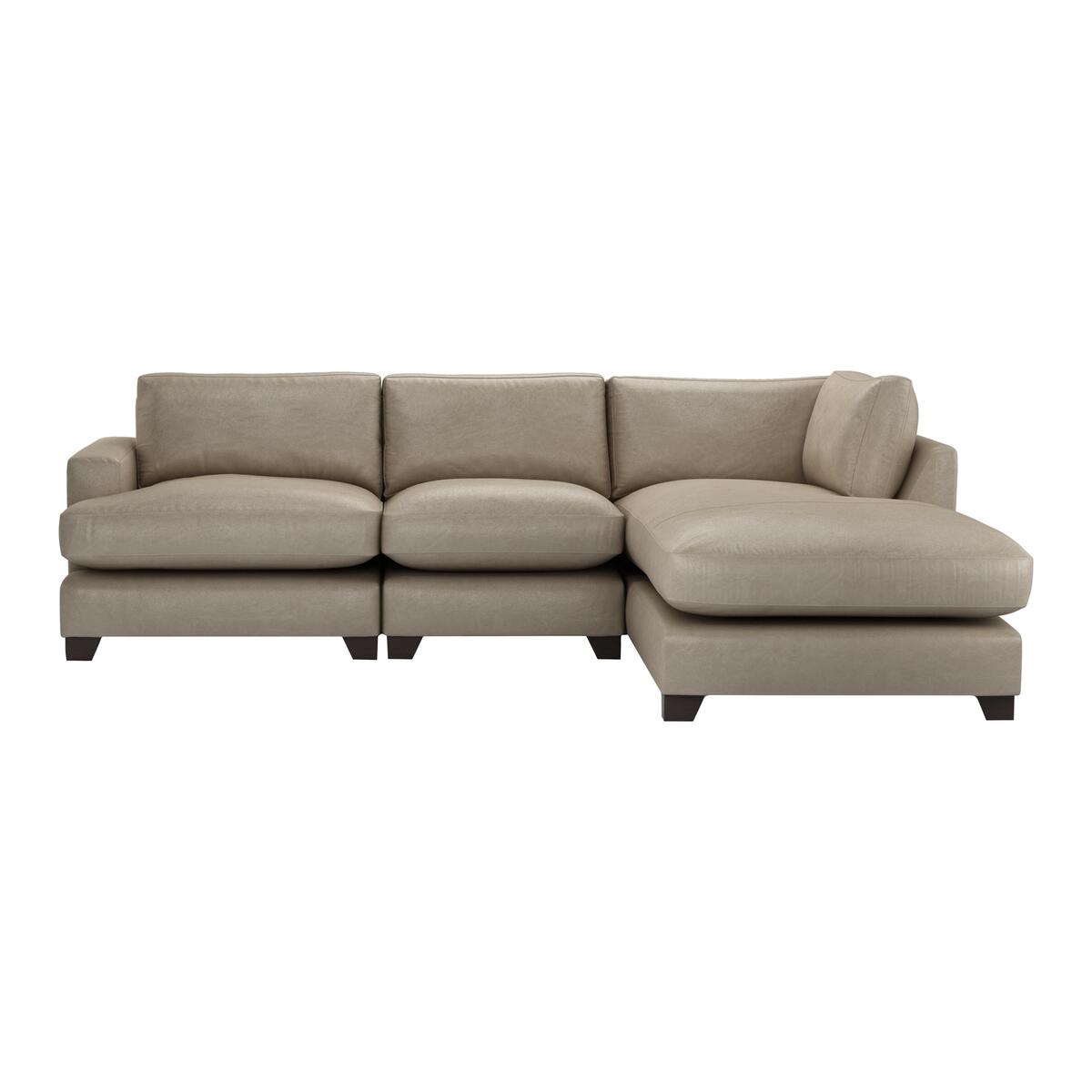 The Lounge Co. - Lorrie 3 Seater Leather Chaise End Sofa - Grey