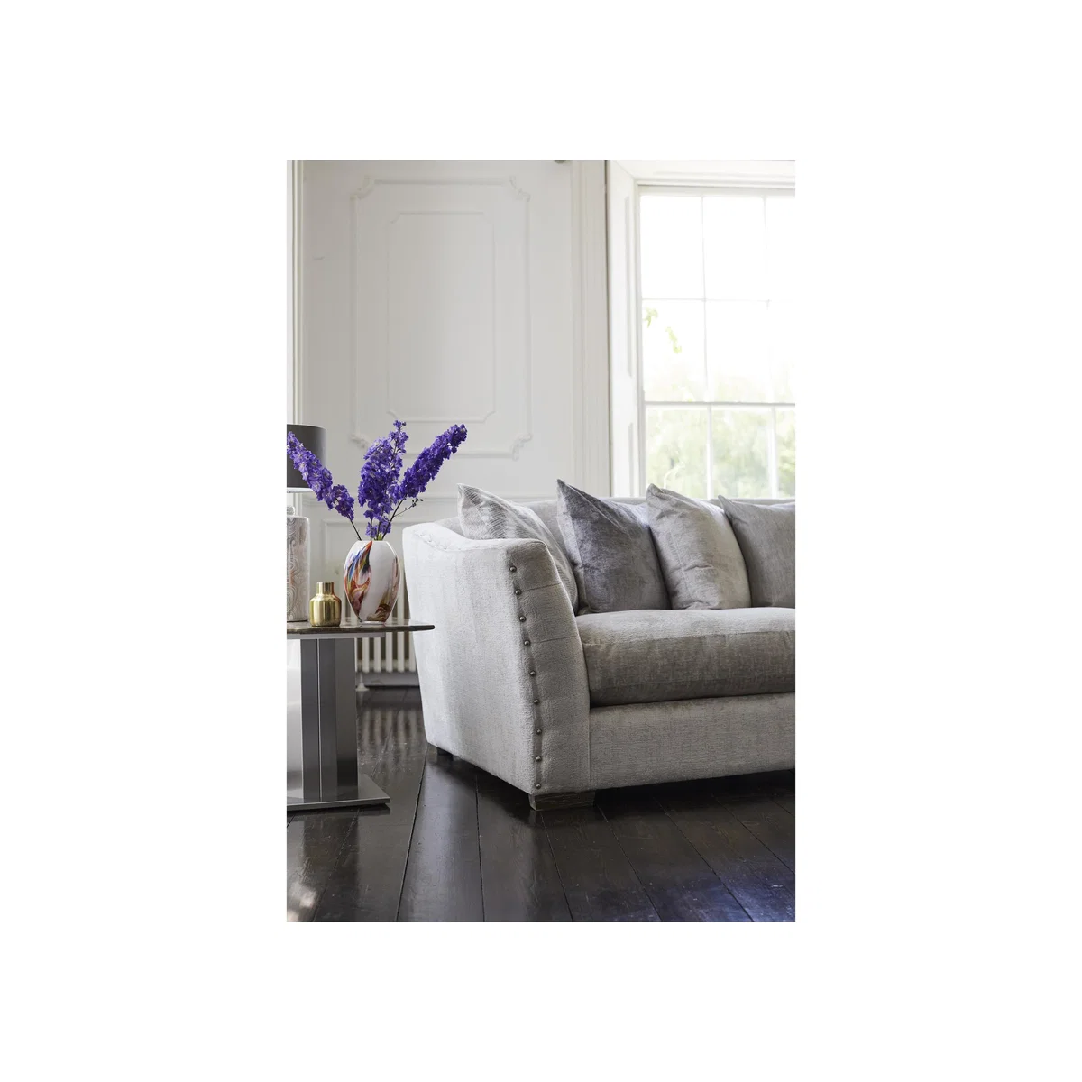 Devine 4 Seater Pillow Back Fabric Split Back Sofa - Beige - By Furniture Village – image 4