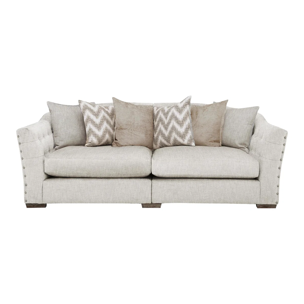 Devine 4 Seater Pillow Back Fabric Split Back Sofa - Beige - By Furniture Village – image 2