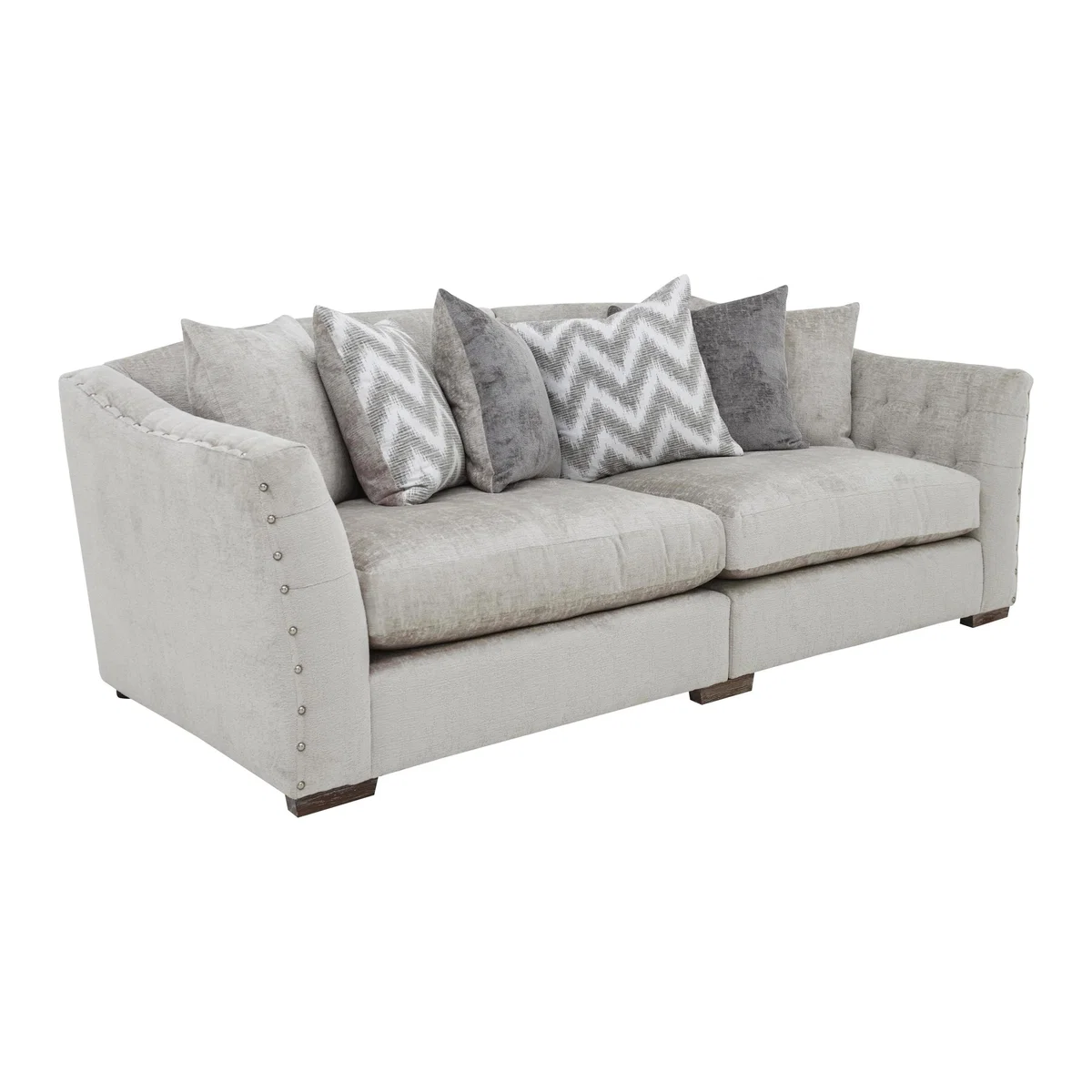 Devine 4 Seater Pillow Back Fabric Split Back Sofa - Beige - By Furniture Village – image 1