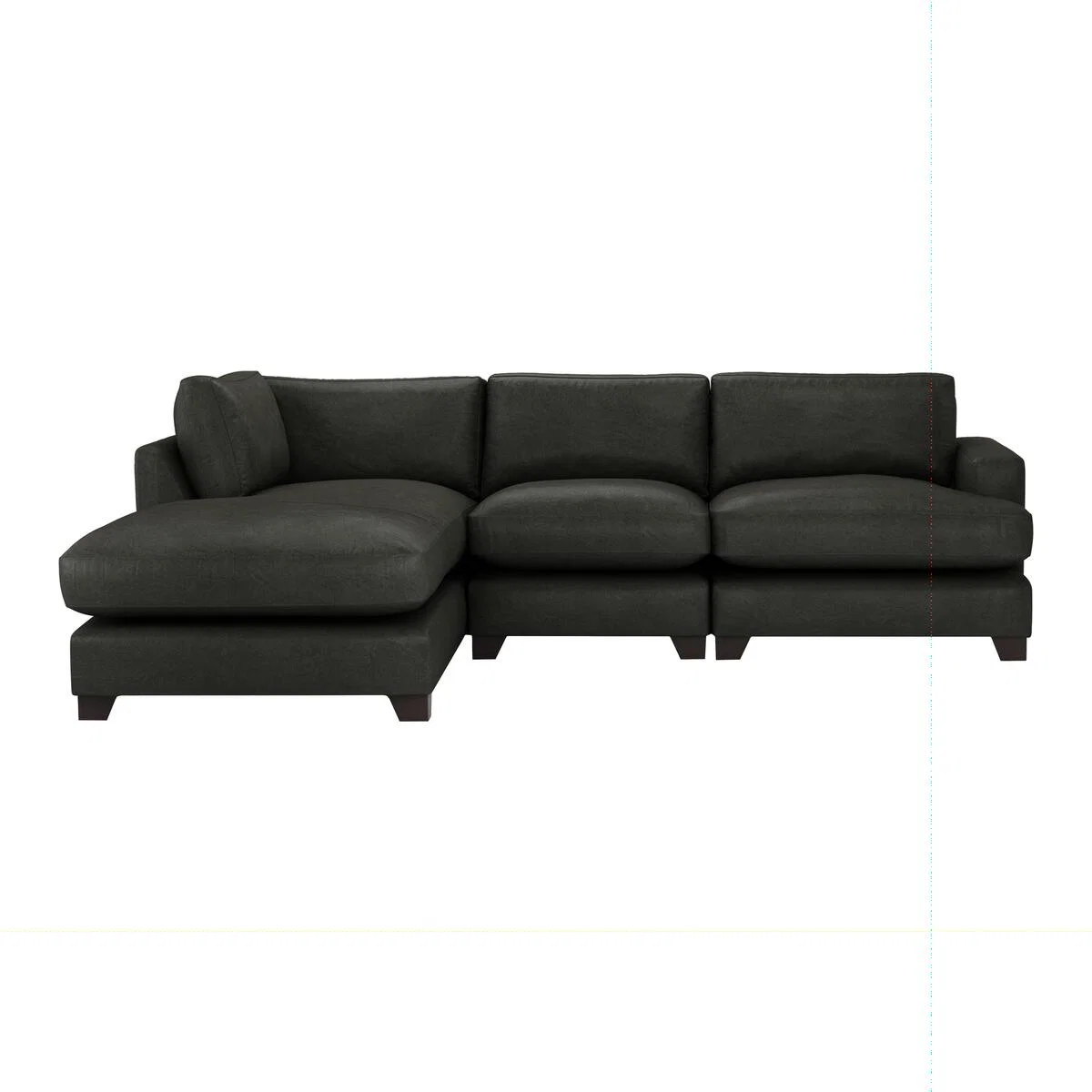 The Lounge Co. - Lorrie 3 Seater Leather Chaise End Sofa - Black