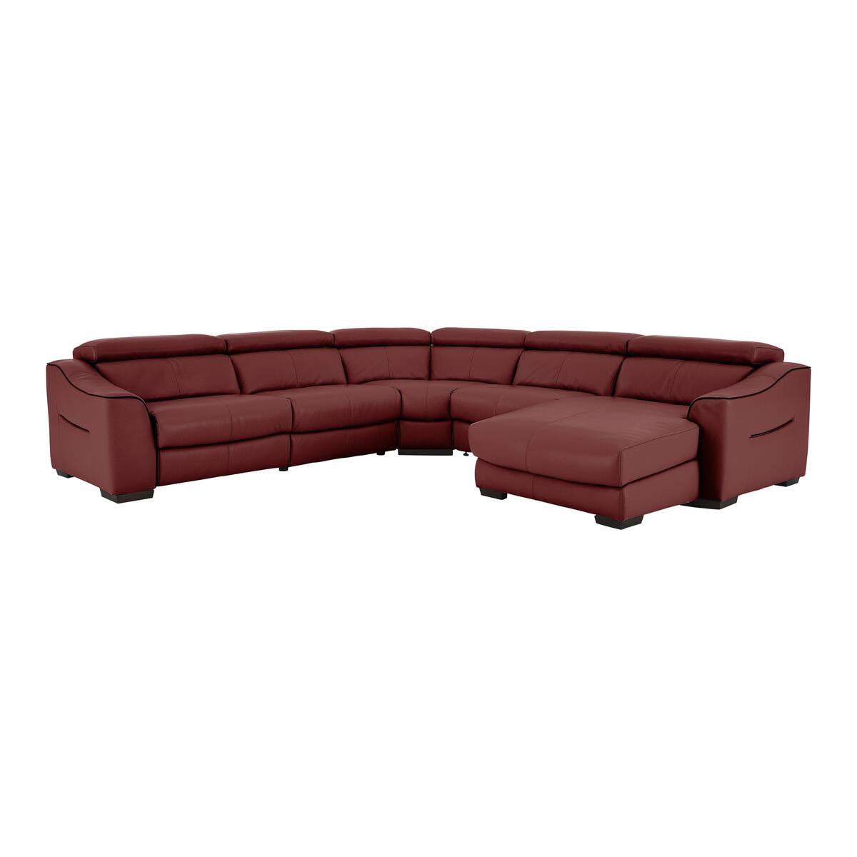 Elixir Leather Power Recliner Corner Sofa - Red- World of Leather