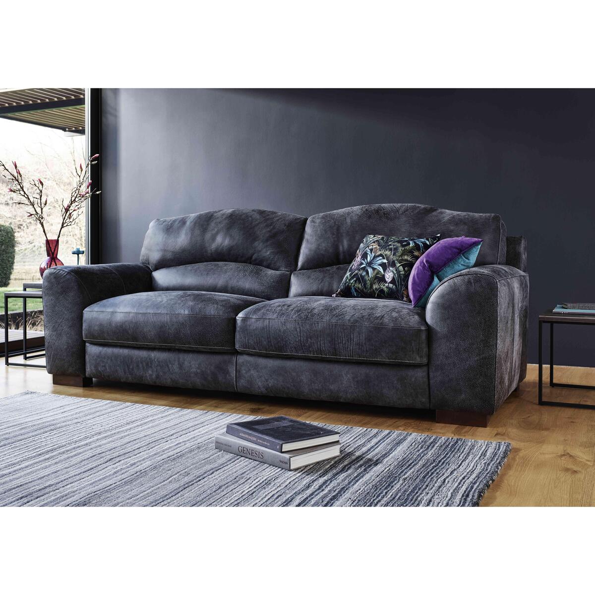 Castella 3 Seater Leather Sofa - Grey – image 2