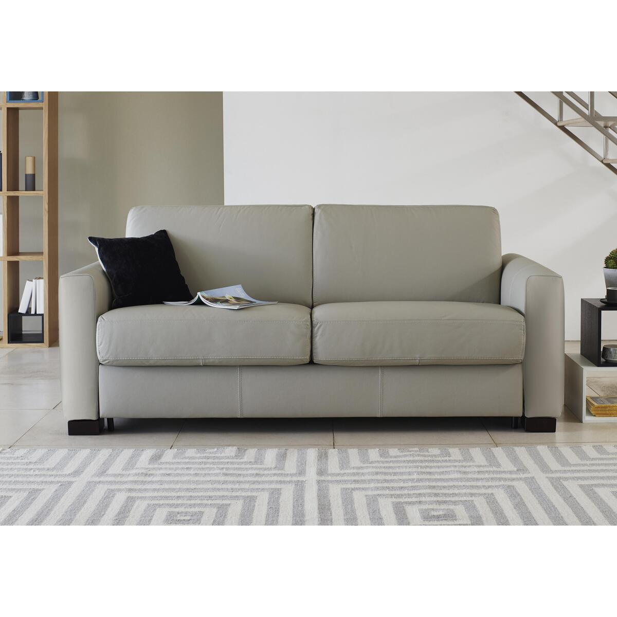 Nicoletti - Alcova 2 Seater Leather Sofa Bed with Box Arms - Black – image 2