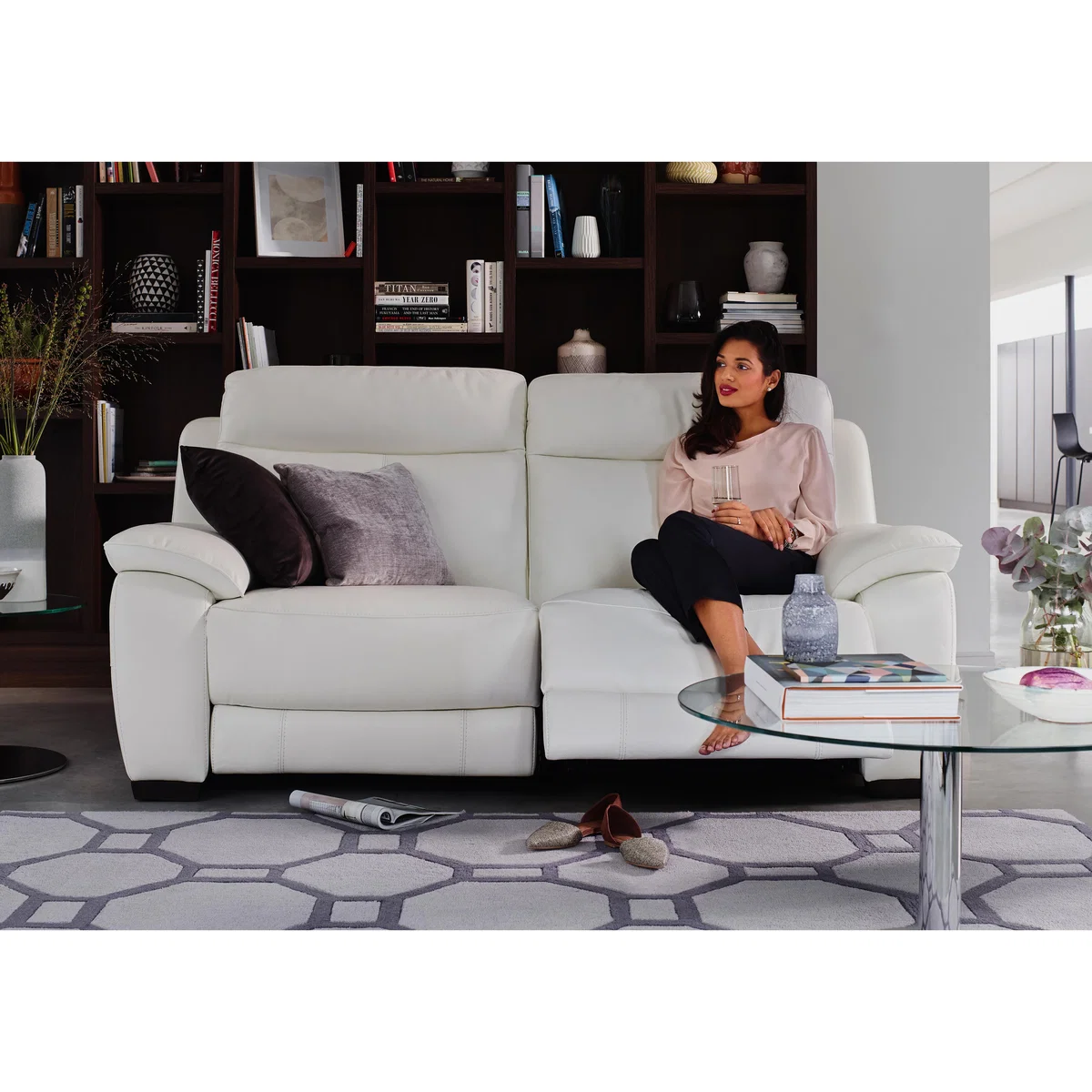 Starlight Express 2 Seater Fabric Recliner Sofa with Power Headrests - Beige - By Furniture Village – image 4