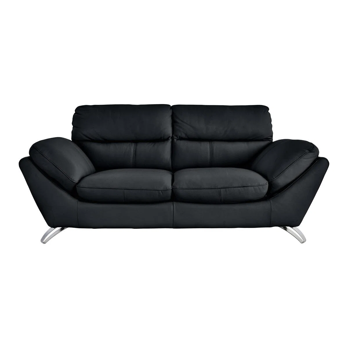 Salvador 3 Seater Leather Sofa - Black - By Furniture Village – image 1