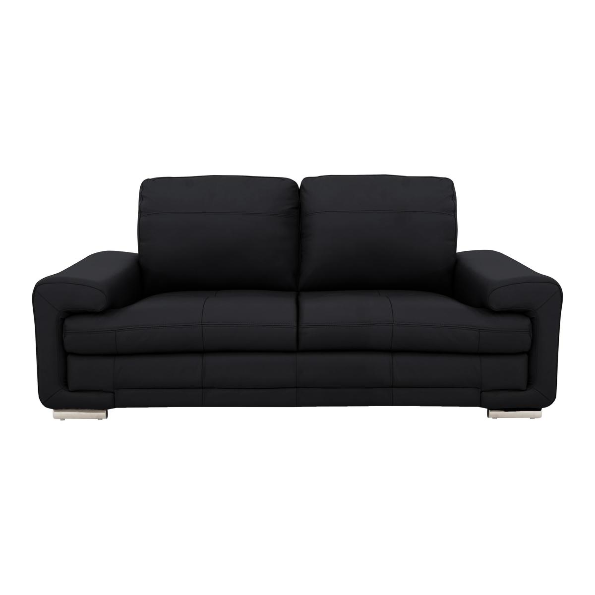 Gamma 3 Seater Leather Sofa - Black - By Furniture Village – image 1
