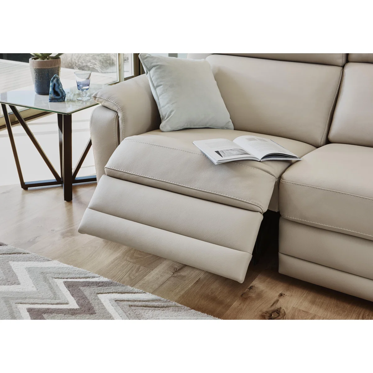 Nicoletti - Matera 3 Seater Leather Power Recliner Sofa with Pad Arms - Brown – image 5