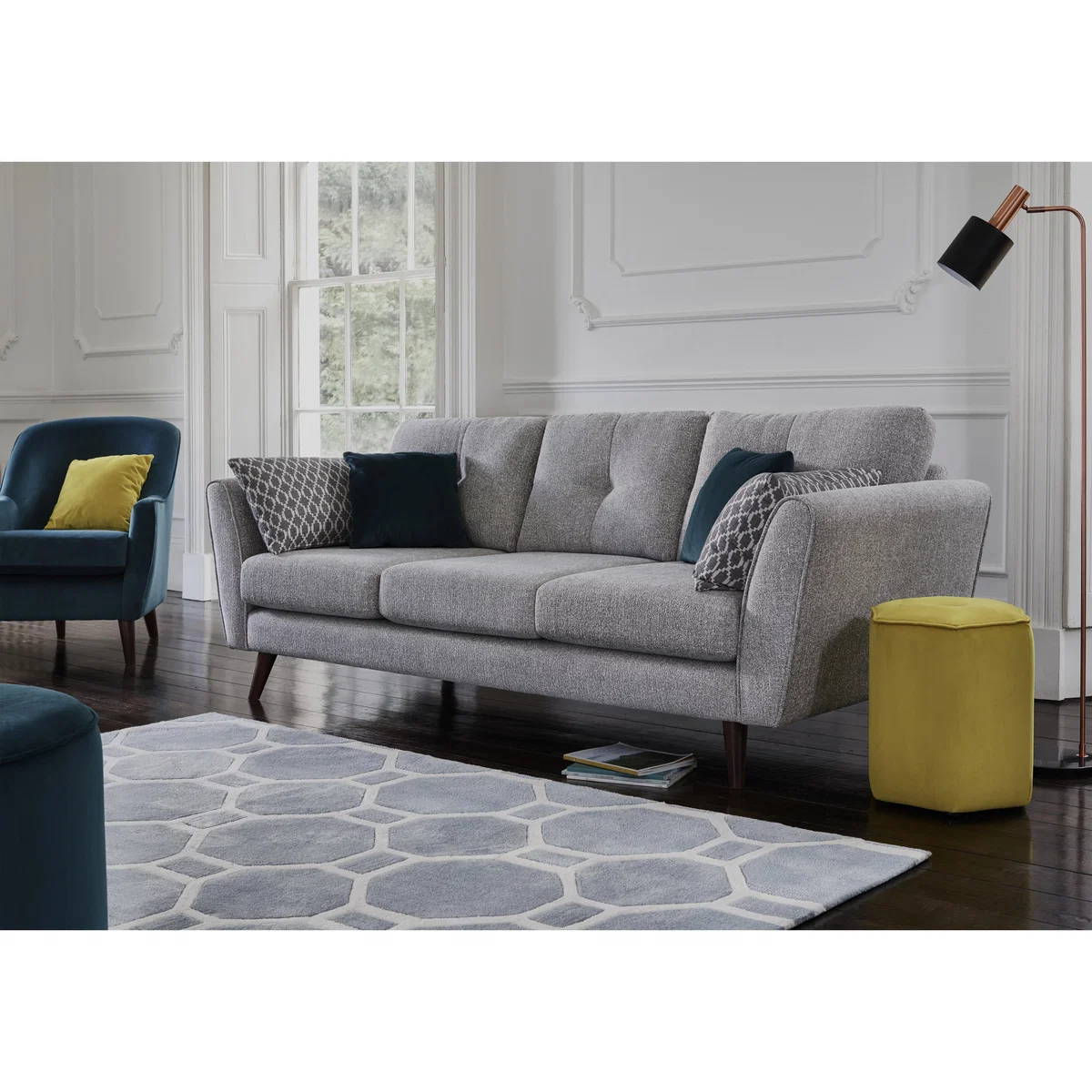 Connection 4 Seater Classic Back Fabric Sofa - Beige – image 2