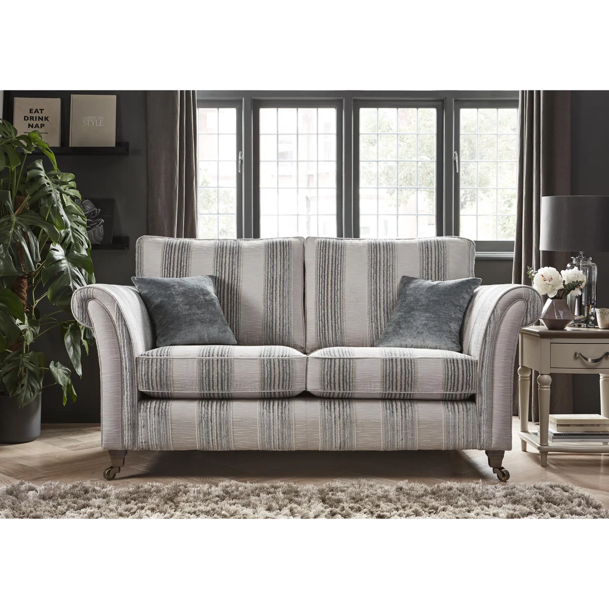 Ayda 3 Seater Classic Back Fabric Sofa - Grey – image 2