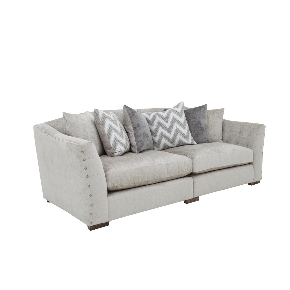 Devine 4 Seater Pillow Back Fabric Split Back Sofa - Green – image 4
