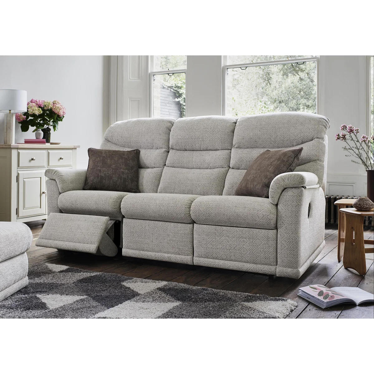 G Plan - Malvern 3 Seater Fabric Manual Recliner Sofa - Grey – image 3