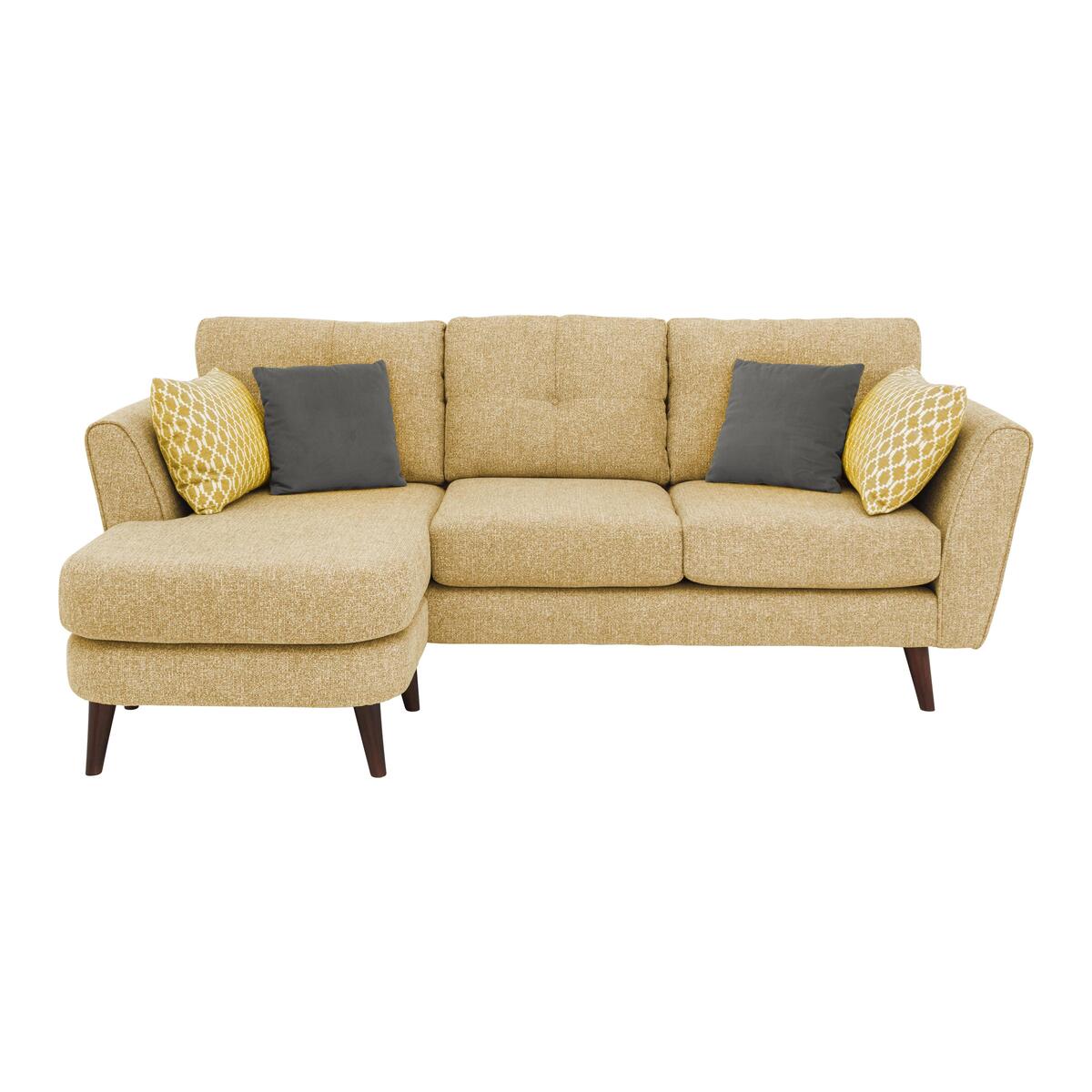 Connection 3 Seater Classic Back Fabric Chaise Sofa - Yellow