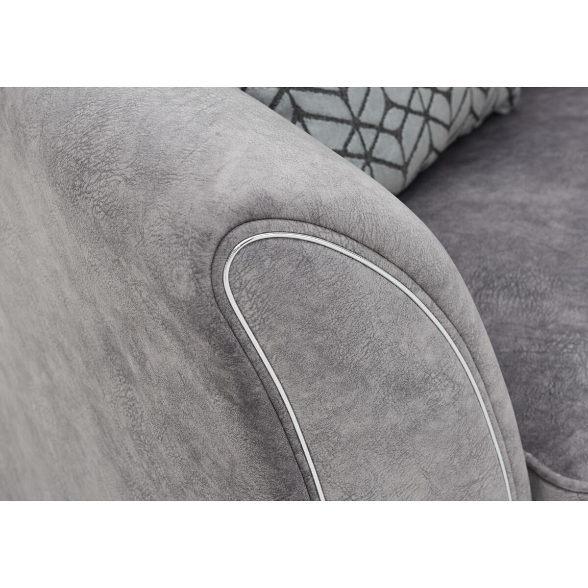 Amora 3 Seater Fabric Classic Back Sofa - Silver – image 3