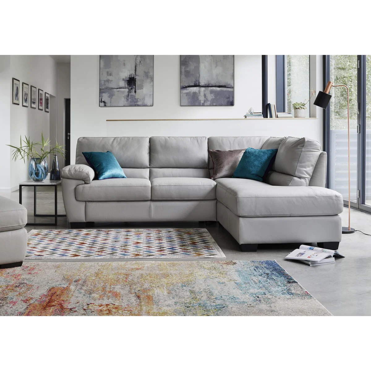 Lazio Leather Corner Sofa - Beige - By Furniture Village – image 2