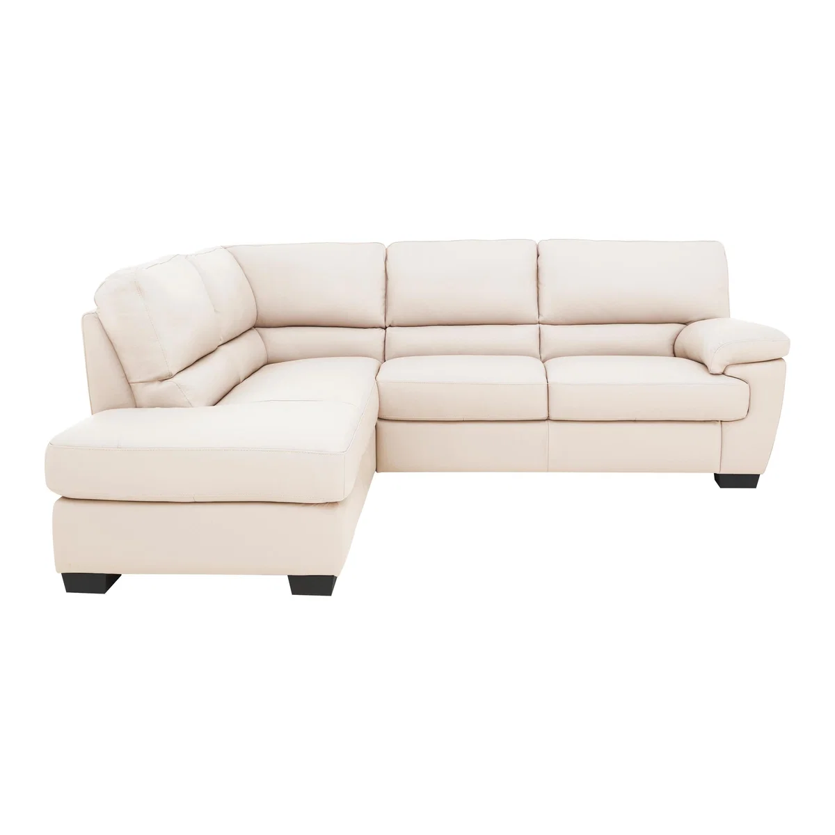 Lazio Leather Corner Sofa - Beige - By Furniture Village – image 1