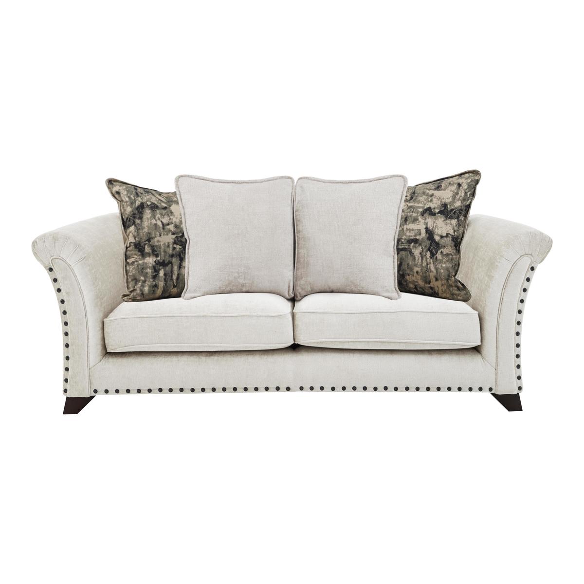 Holly 2 Seater Pillow Back Fabric Sofa with Studs - Cream - By Furniture Village – image 1
