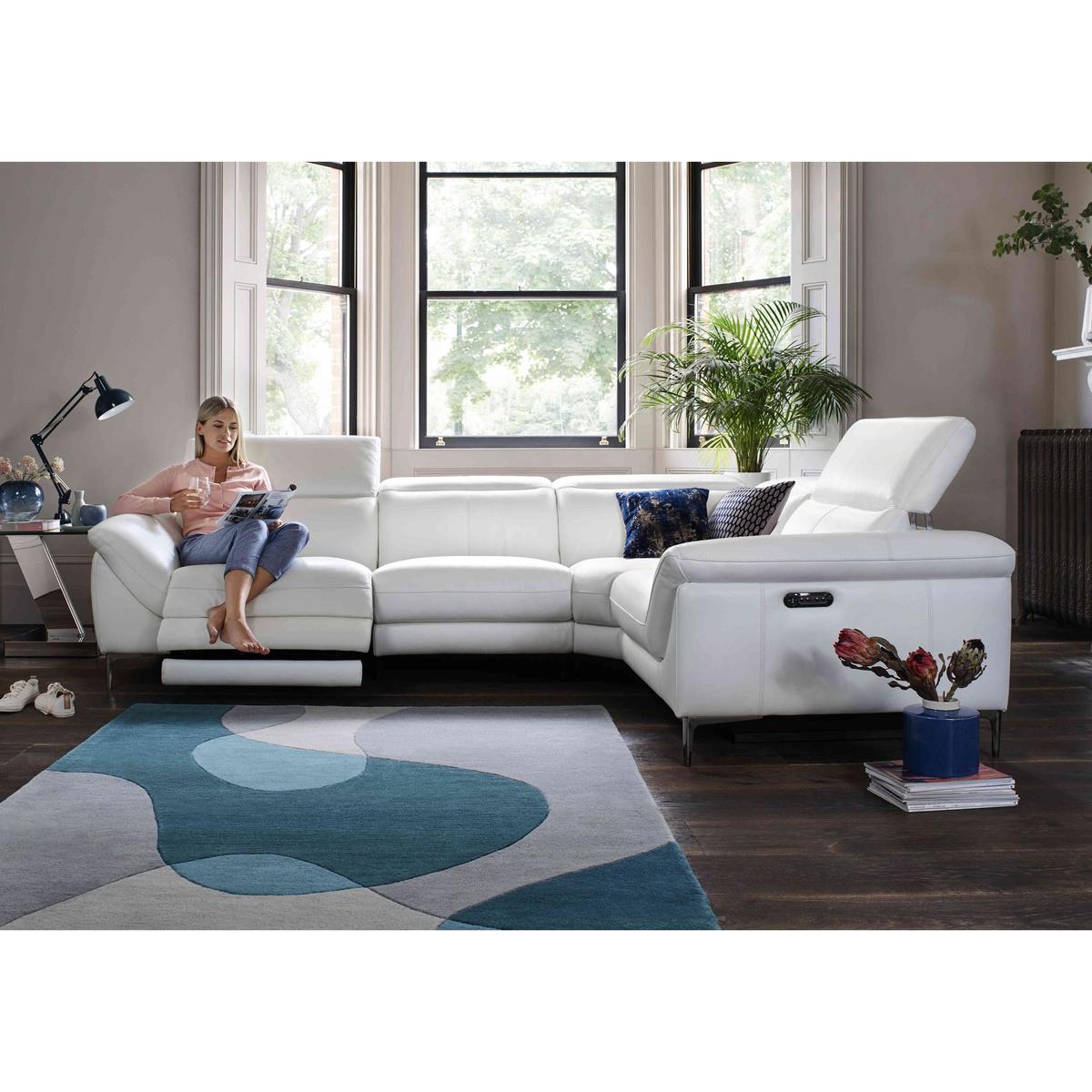 World of Leather - Galaxy Power Corner Sofa with Power Headrests - Black – image 2