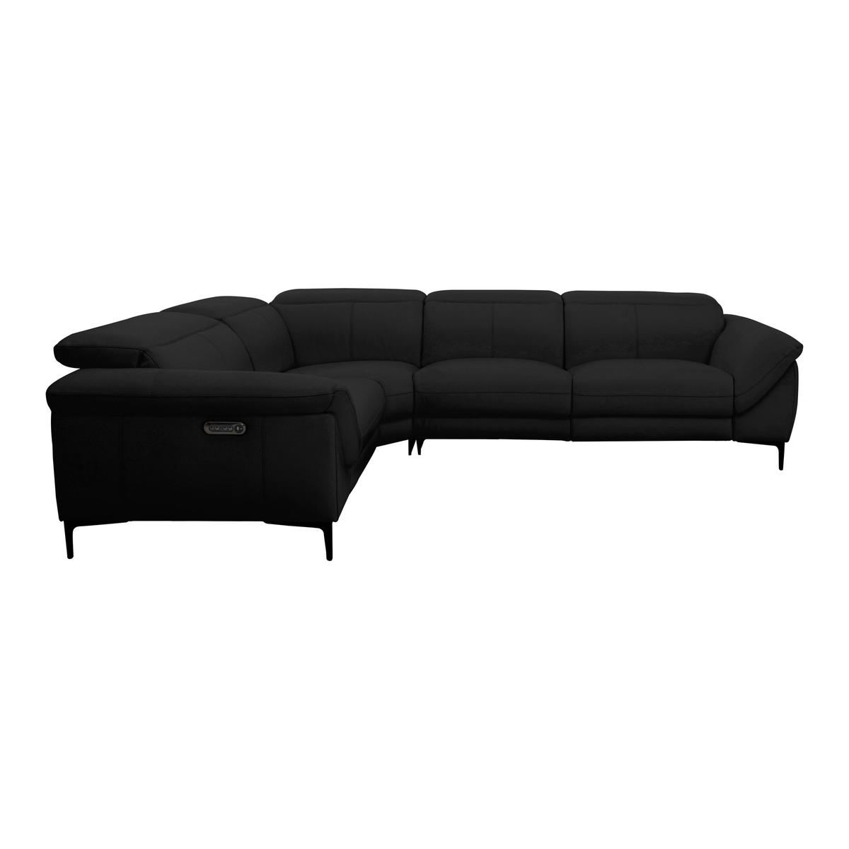 World of Leather - Galaxy Power Corner Sofa with Power Headrests - Black – image 1