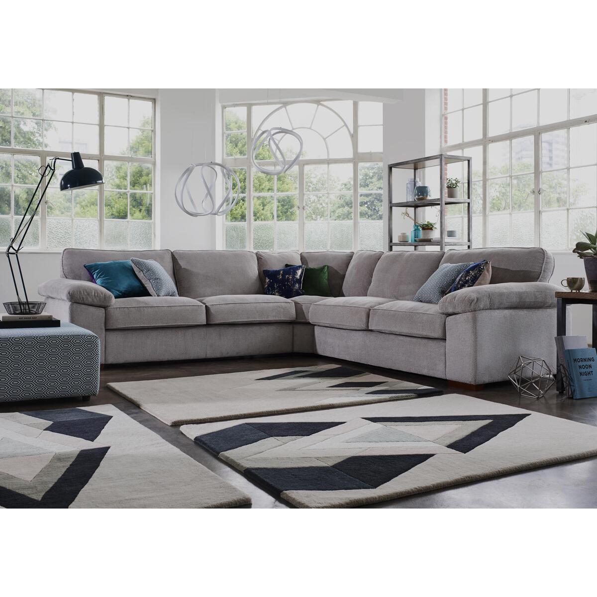 Home Large Fabric Corner Sofa - Blue – image 2