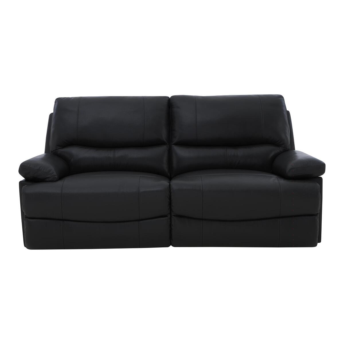 Dallas 3 Seater Leather Manual Recliner Sofa - Black