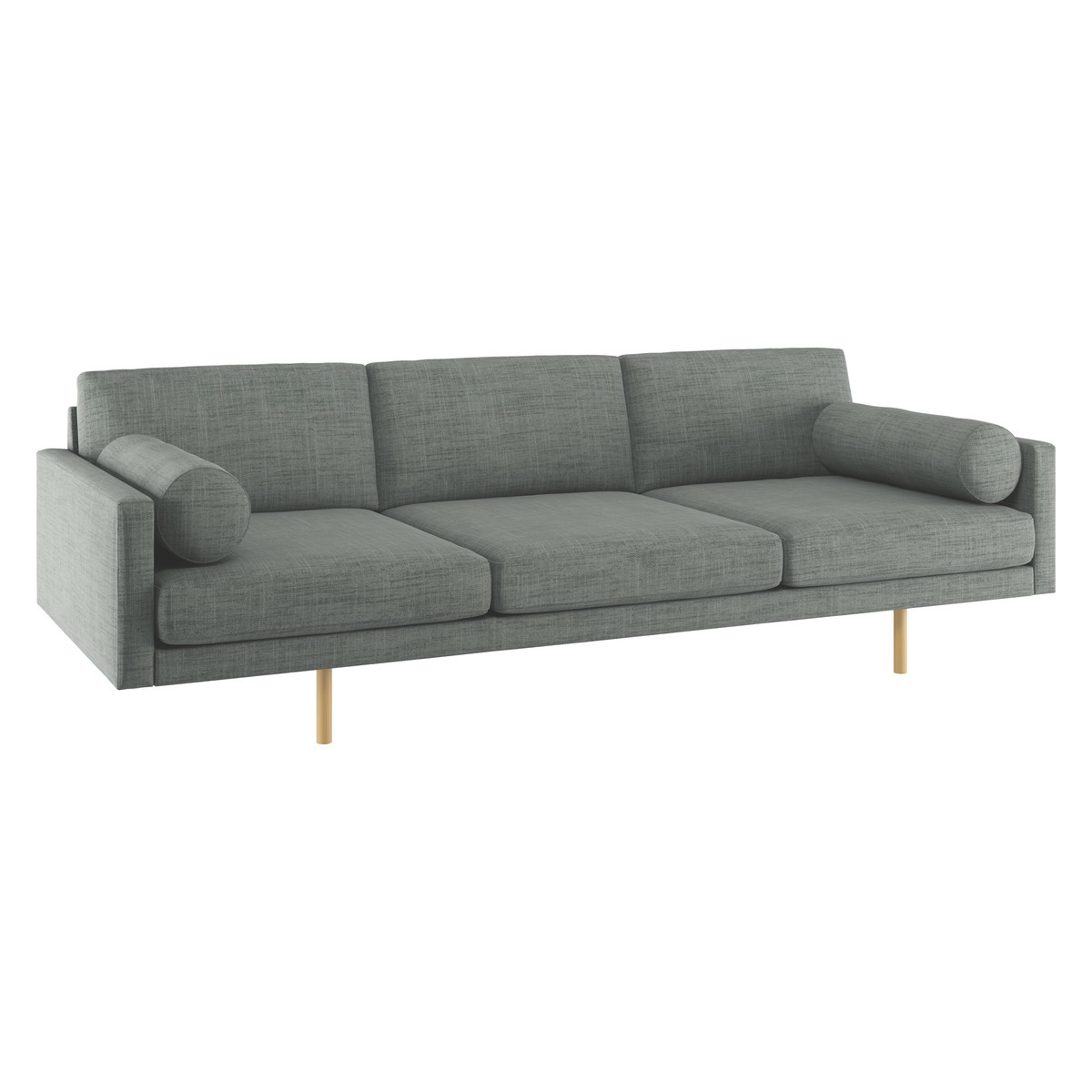 Spencer Grey Italian Woven FaBric 4 Seater Sofa, Oak Legs, Grey – image 3