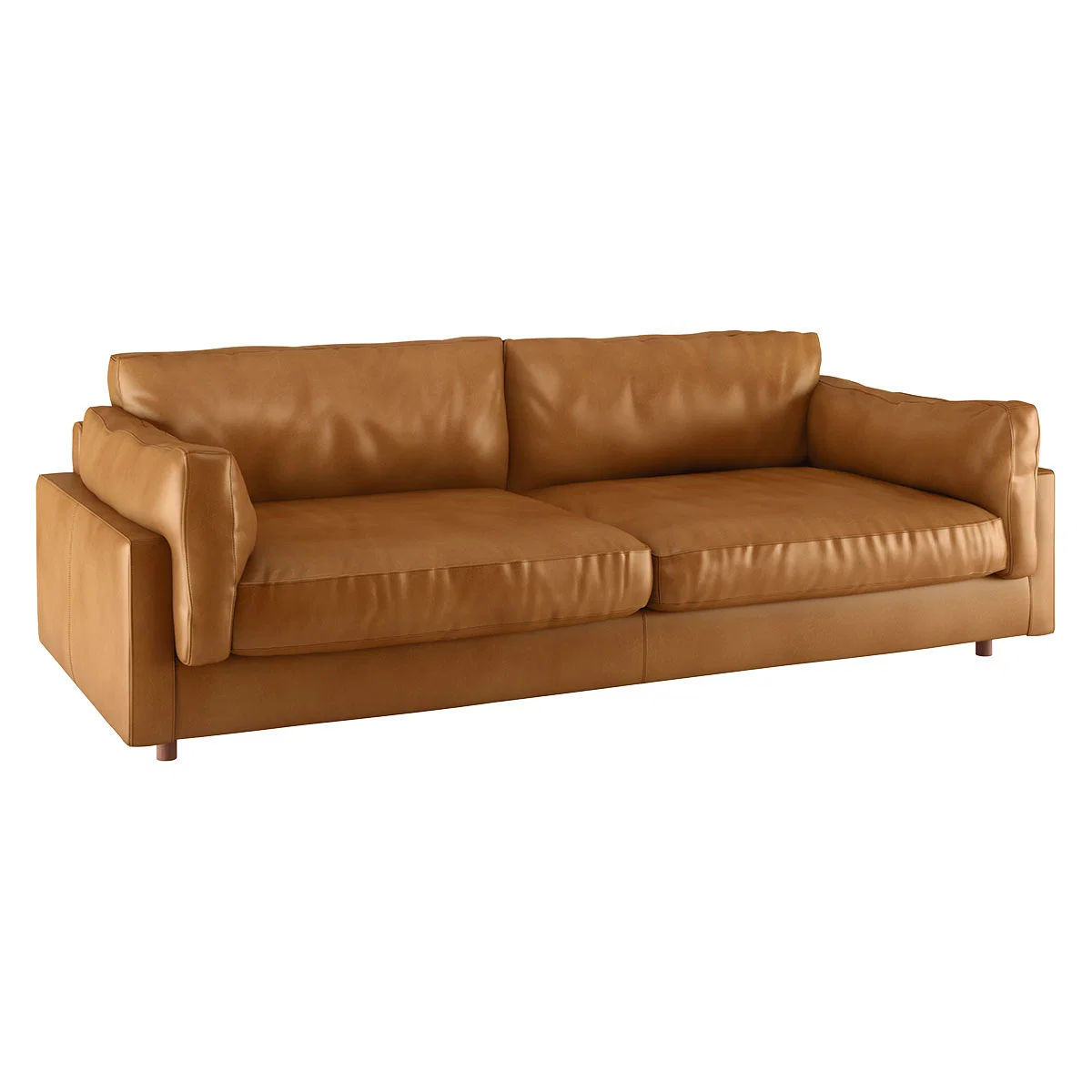 Elkin Mid Tan Leather 4 Seat Sofa, Tan – image 3