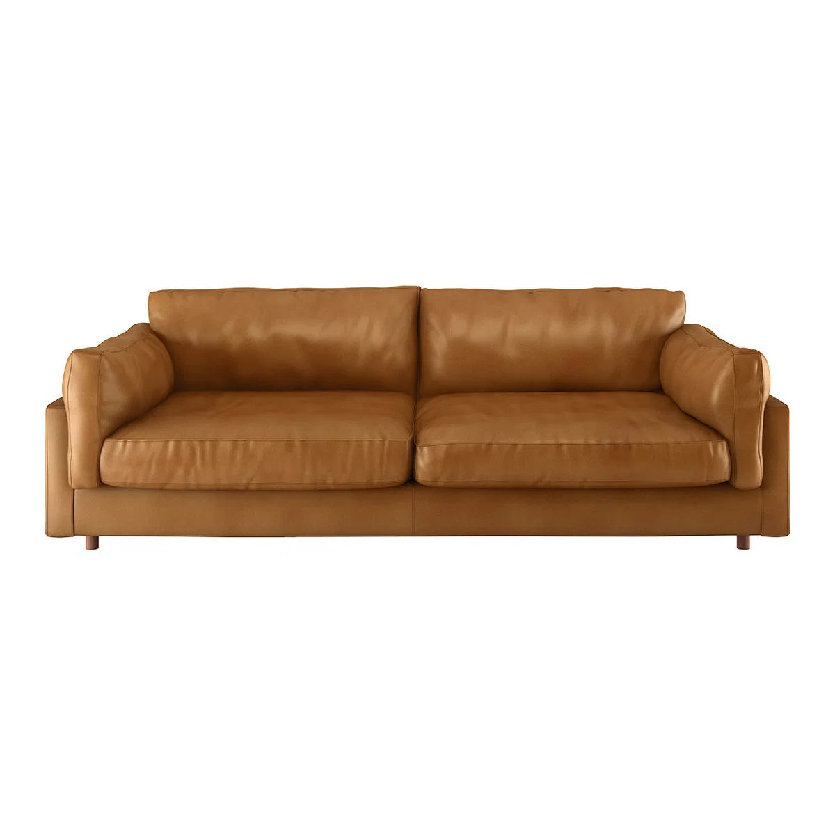 Elkin Mid Tan Leather 4 Seat Sofa, Tan – image 1
