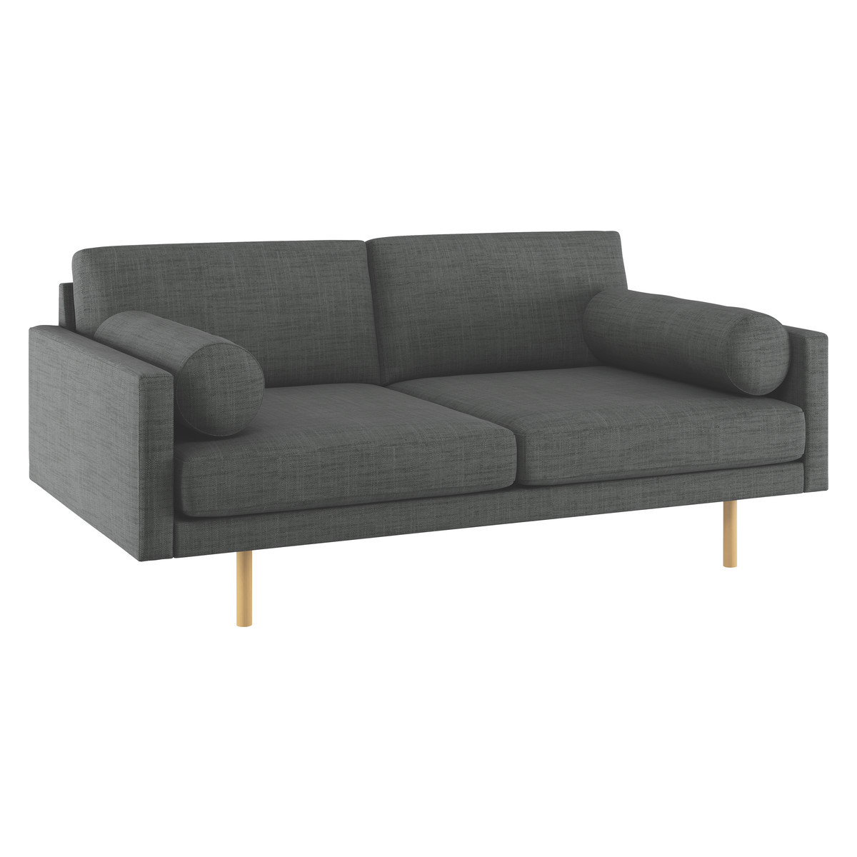 Spencer Charcoal Grey Italian Woven FaBric 2 Seater Sofa, Oak Legs, Charcoal – image 3