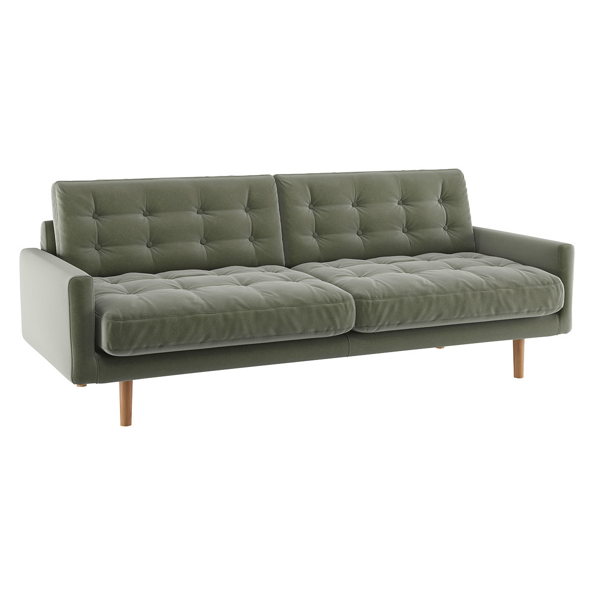 Fenner Sage Green Velvet 3 Seater Sofa, Green Green – image 3