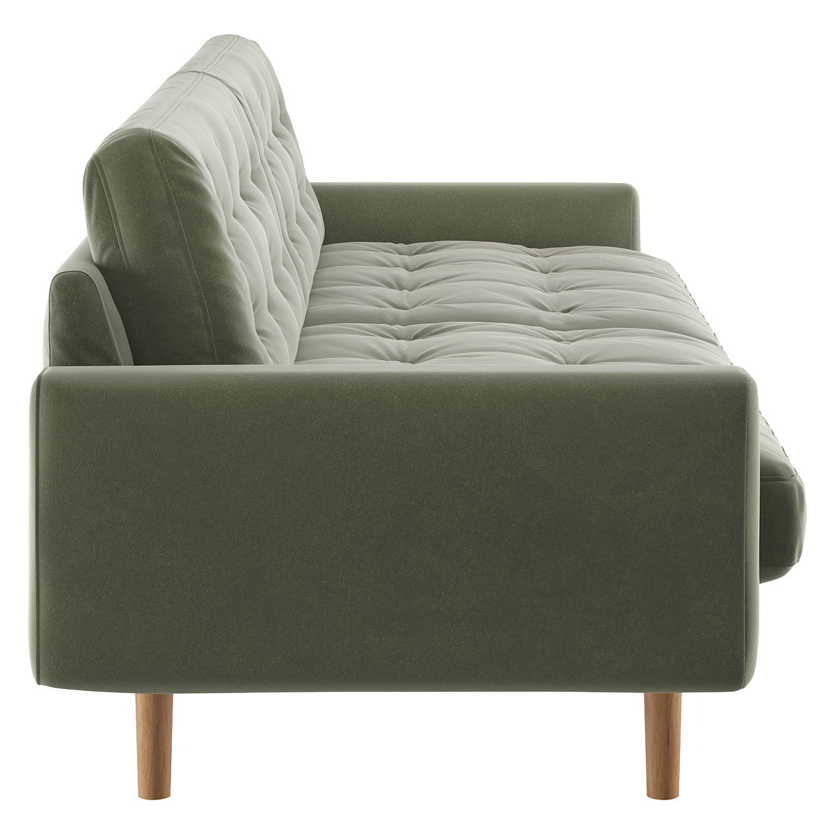 Fenner Sage Green Velvet 3 Seater Sofa, Green Green – image 4