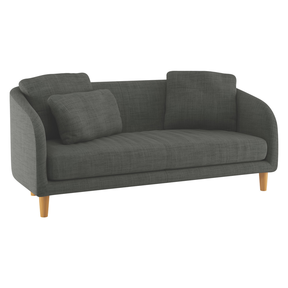 Colby Charcoal Grey Italian Woven FaBric 2 Seater Sofa, Charcoal – image 3