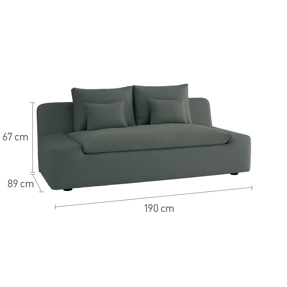 Kasha Charcoal Grey Textured FaBric 3 Seater Sofa, Grey – image 4