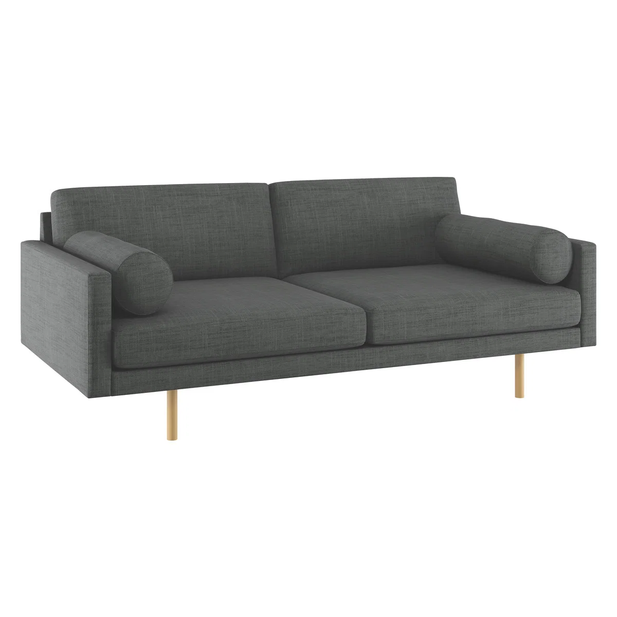 Spencer Charcoal Grey Italian Woven FaBric 3 Seater Sofa, Oak Legs, Charcoal – image 3