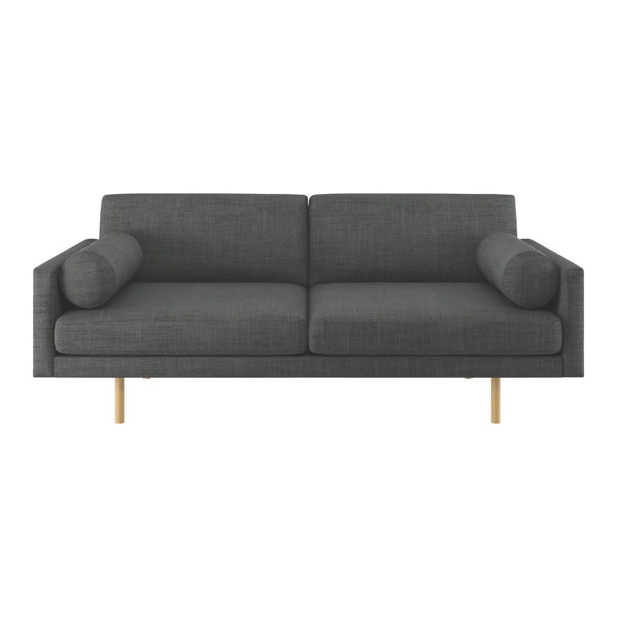 Spencer Charcoal Grey Italian Woven FaBric 3 Seater Sofa, Oak Legs, Charcoal – image 1