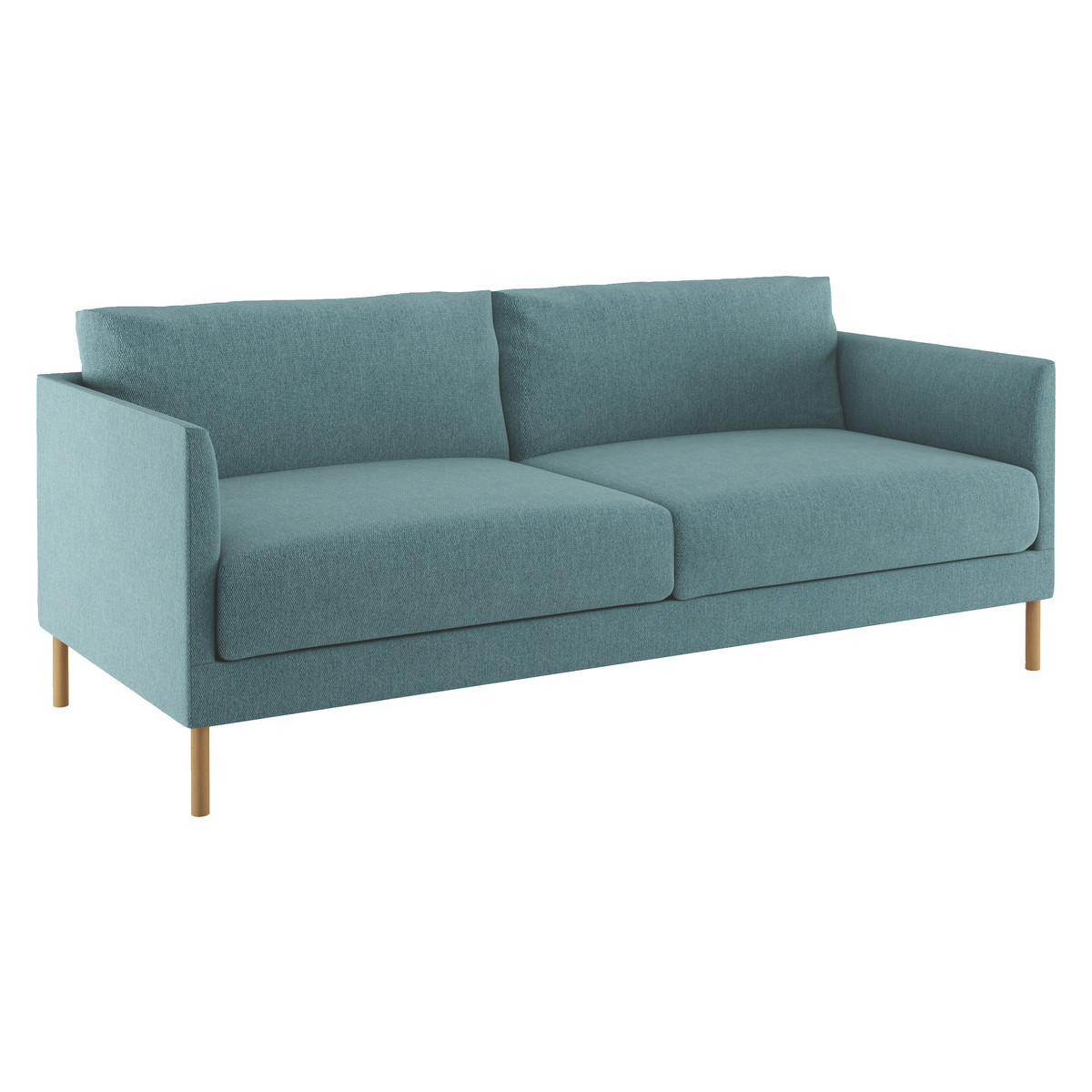 Hyde Teal Blue FaBric 3 Seater Sofa, Wooden Legs, Blue – image 3