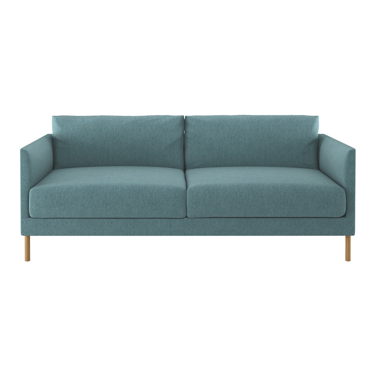 Hyde Teal Blue FaBric 3 Seater Sofa, Wooden Legs, Blue – image 1