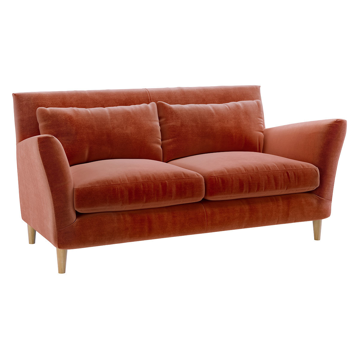 Keele Orange Velvet 2 Seat Sofa, Orange – image 3