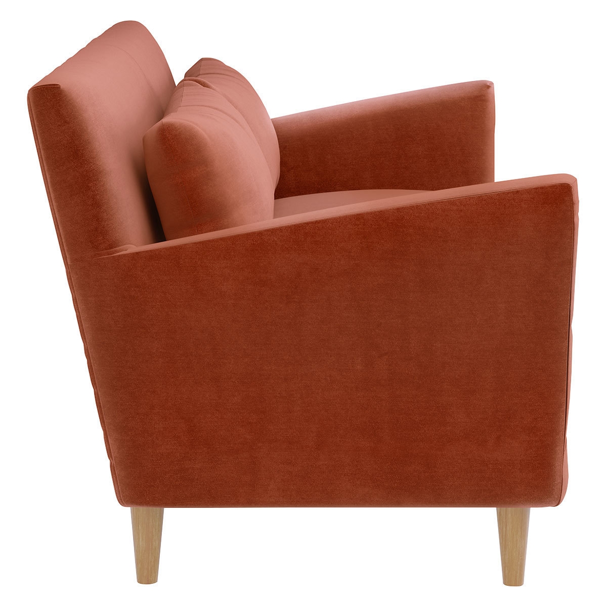 Keele Orange Velvet 2 Seat Sofa, Orange – image 4