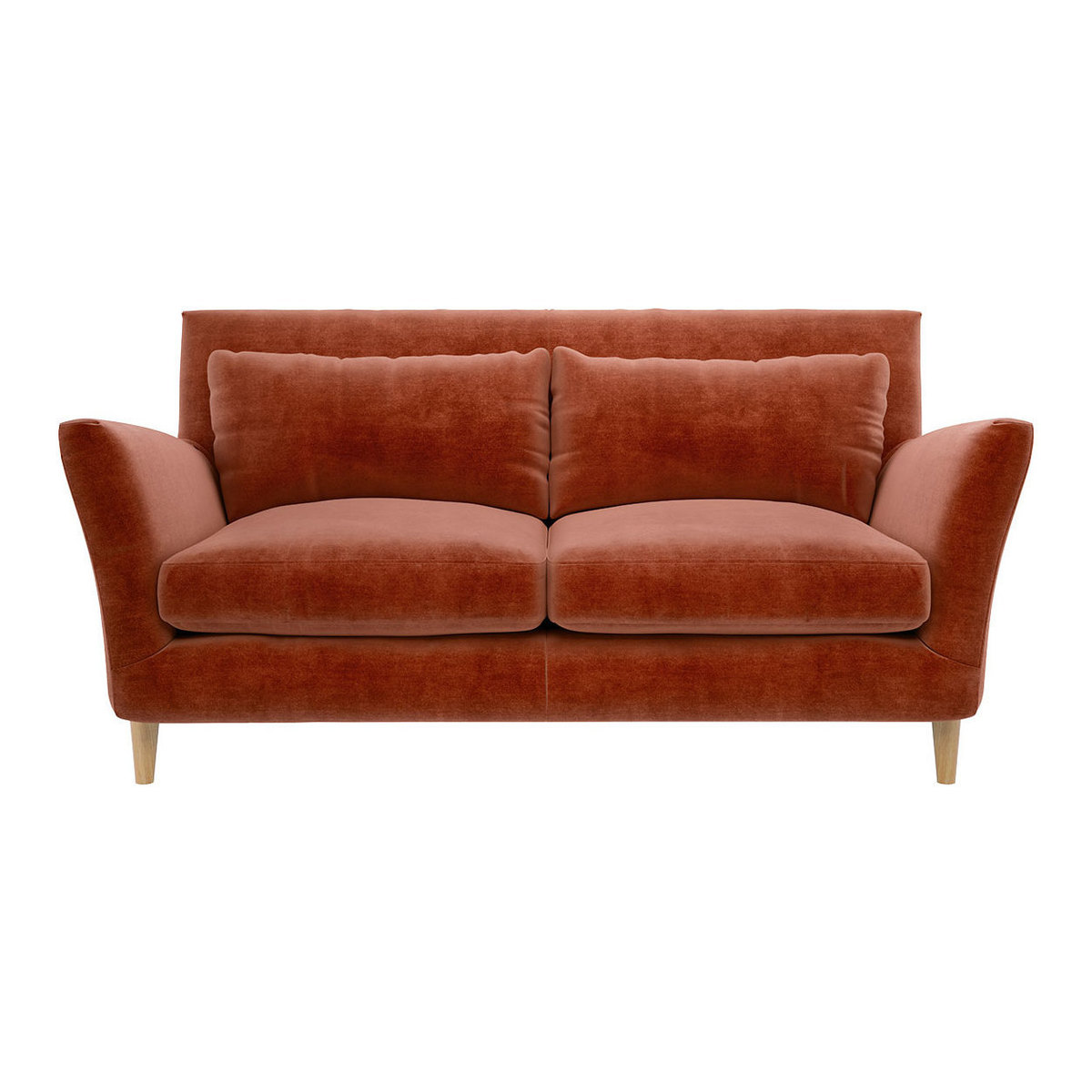 Keele Orange Velvet 2 Seat Sofa, Orange – image 1