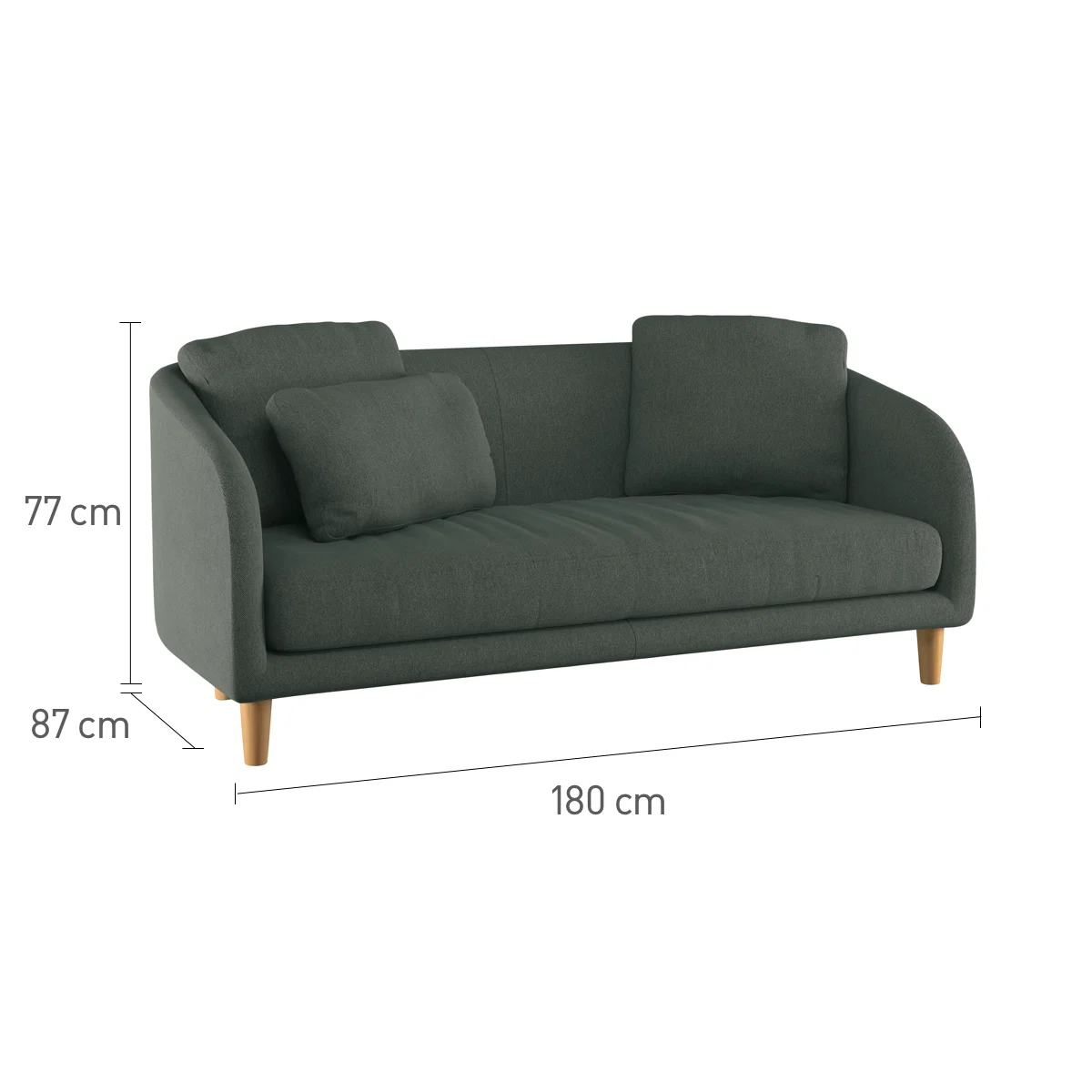 Colby Teal Green Wool Herringbone 2 Seater Sofa, Green – image 8