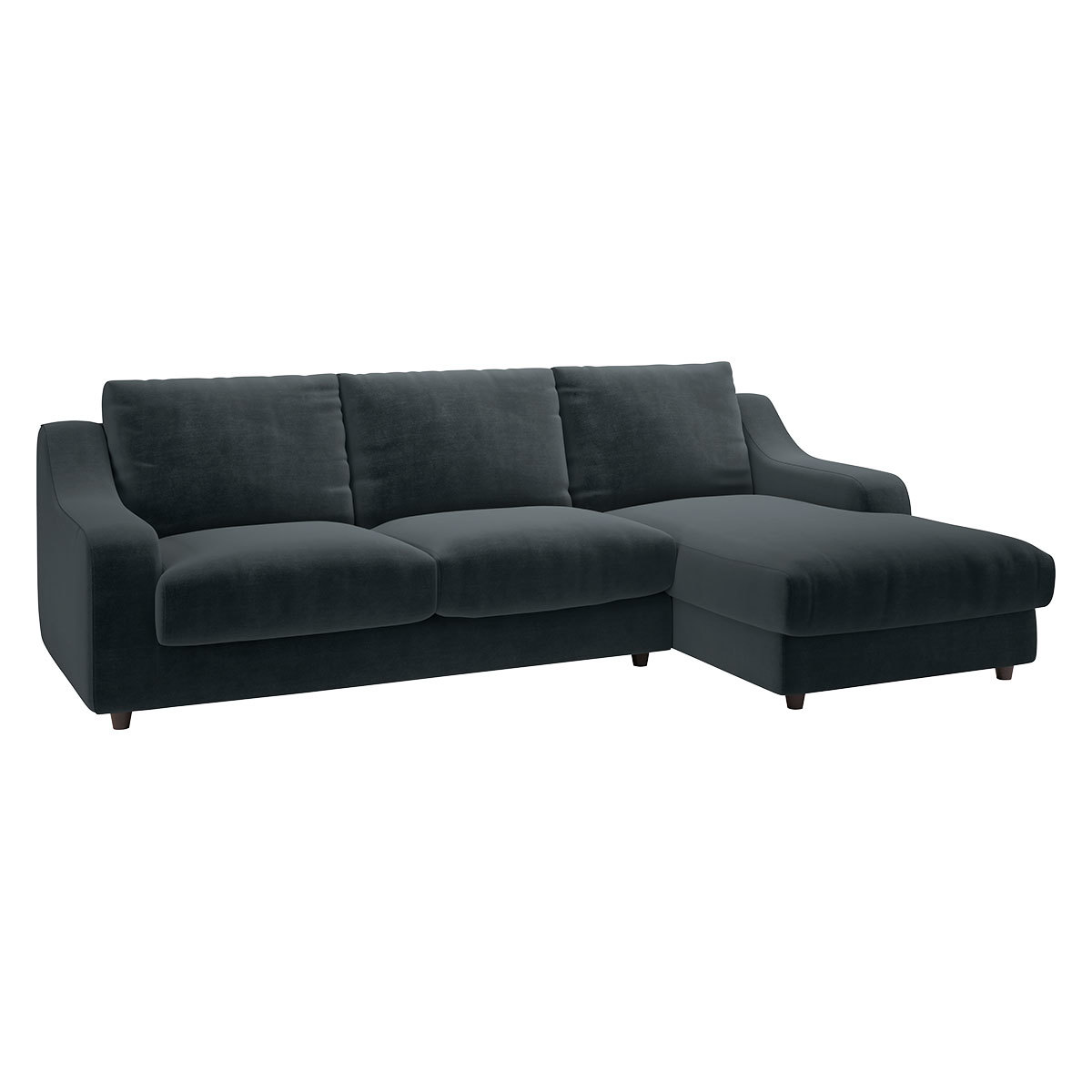 Slope Dark Grey Velvet Right Arm Chaise Sofa, Grey – image 3